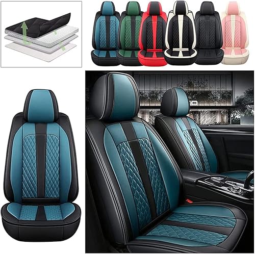 Miniatura 2 de Fundas de asiento delantero para Mazda2 2007-2019 Funda de asiento de coche de lujo de piel sintética cómoda, elegante, color negro y azul
