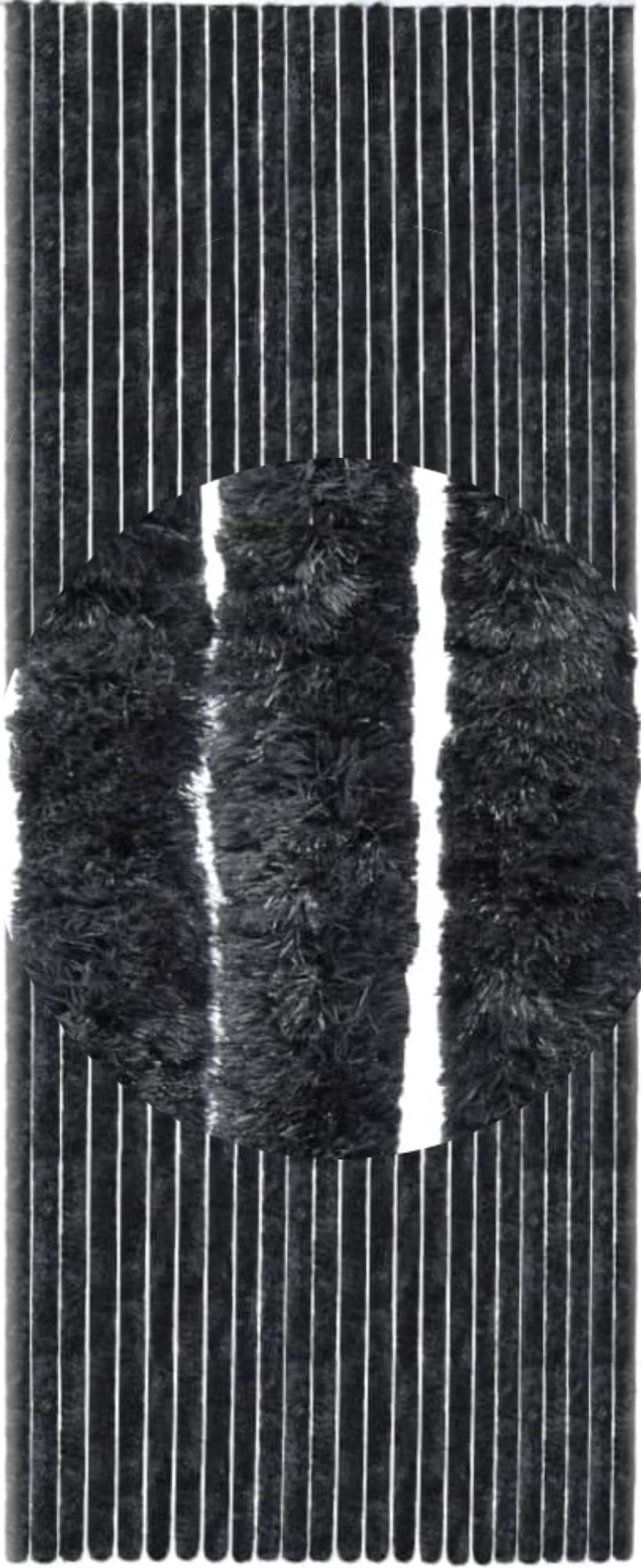 Rideau de porte en duvet chenille DEFACTO 100 x 200 cm noir fabriqué en Italie