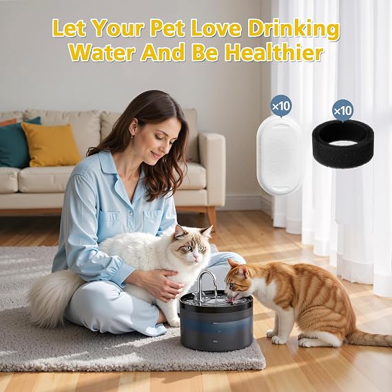 20 Pack Cat Water Fountain Filters for 3.2L/2L Cat Water Fountain