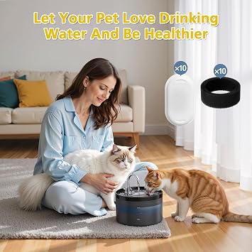 20 Pack Cat Water Fountain Filters for 3.2L/2L Cat Water Fountain