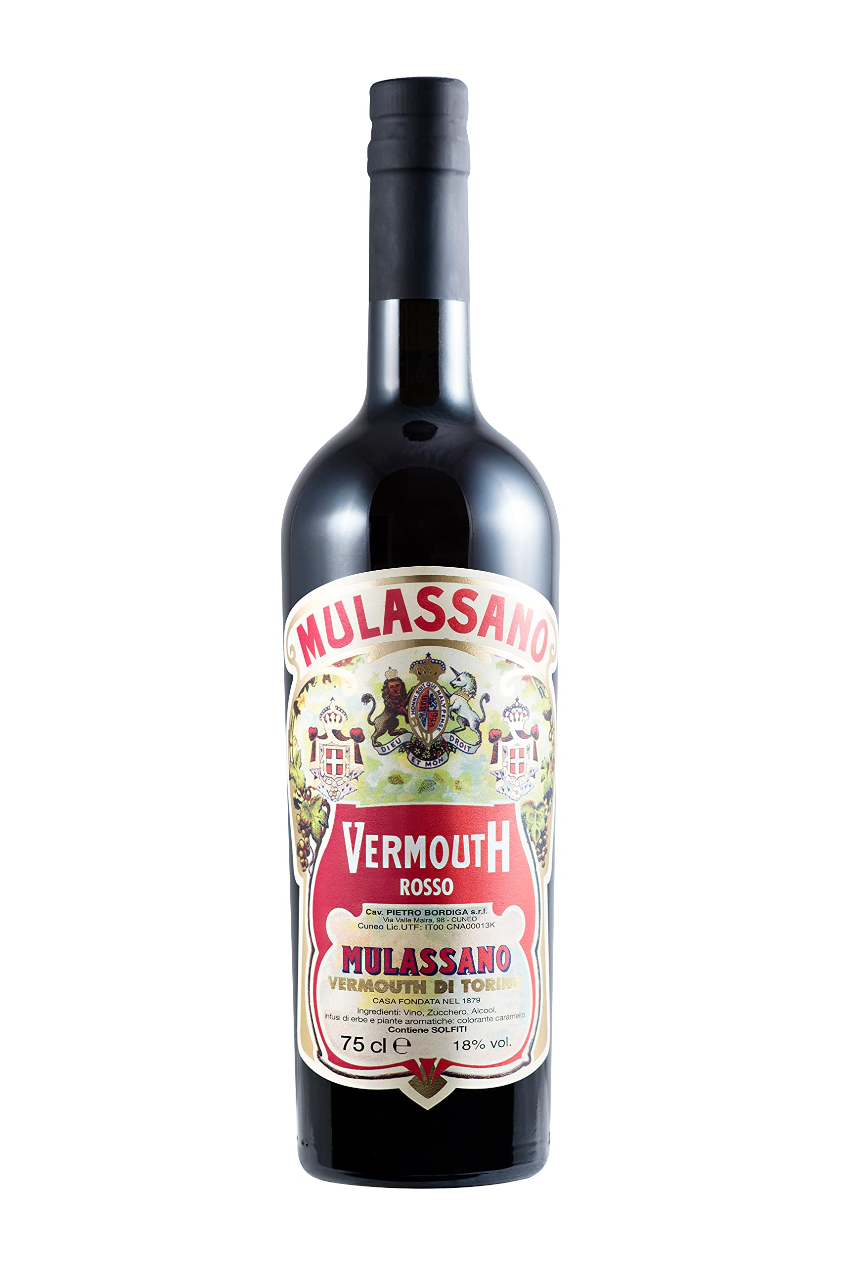 MULASSANO - Vermouth Rosso Vermouth - 18% Alcool - Origine : Italie/Piémont- Notes d'herbes & épices - A déguster en apéritif ou en cocktail - 75 cl