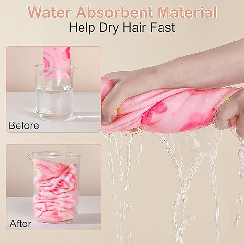 Vista 133 de Basumee Toalla de microfibra para el cabello para niños, paquete de 2 toallas de pelo de secado rápido con turbantes para cabello húmedo, toalla