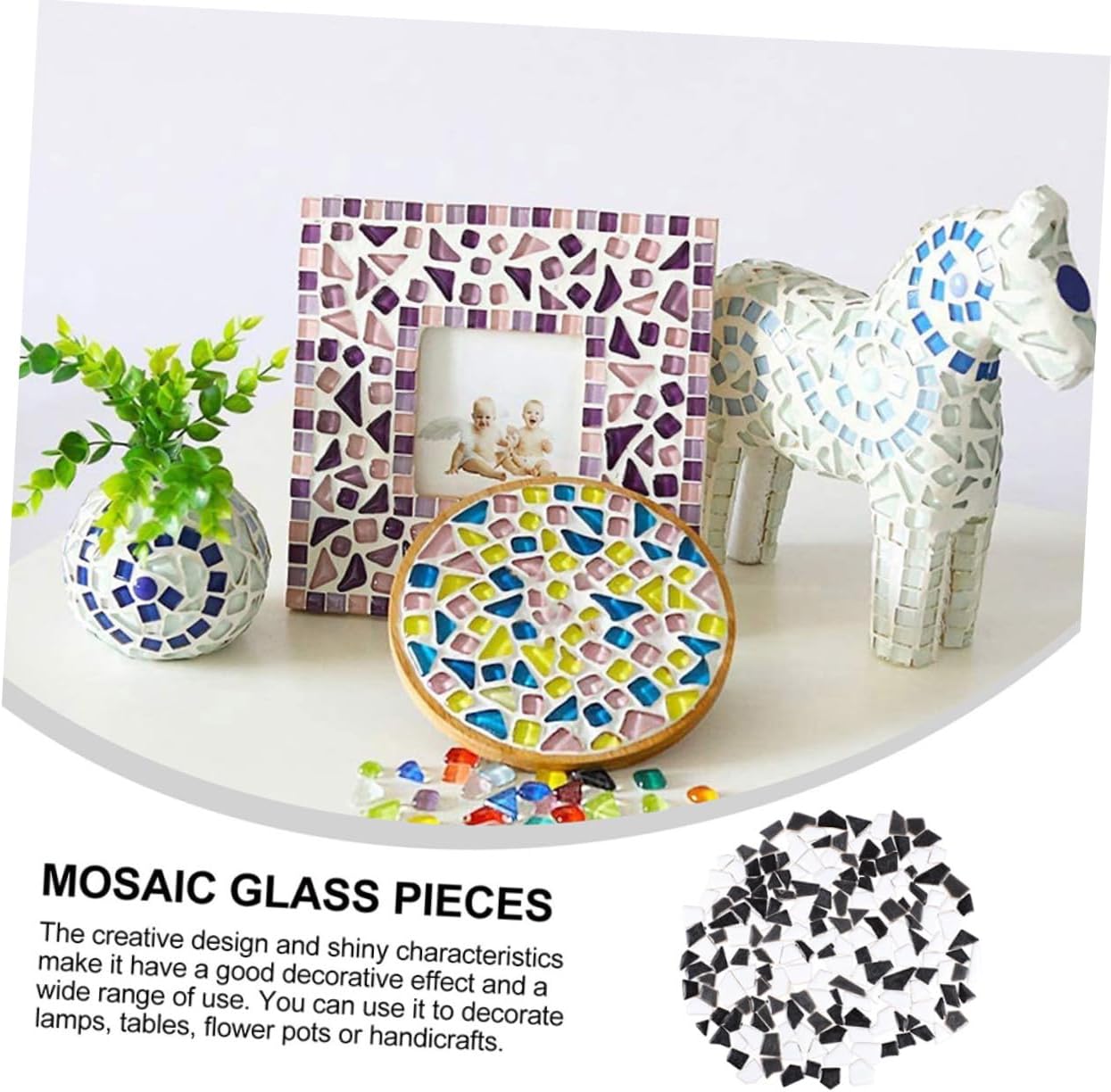 DIY Ceramic Mosaic Tiles Irregular Stone for Crafts Black and White Ceramic Chips Bag for Home Decoration Garden Art Projects