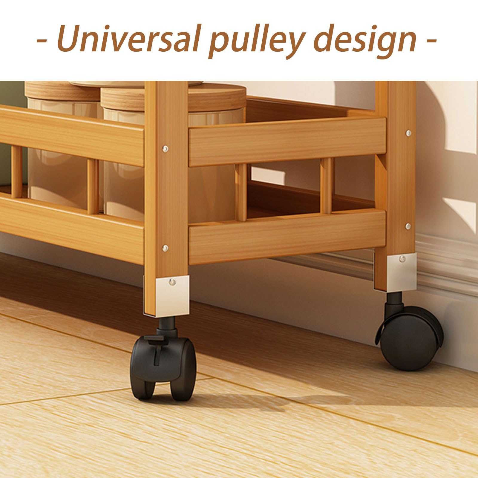 Carrito rodante de madera multicapa con ruedas de alta capacidad de 3 niveles para baño, lavandería, sala de estar, organizador versátil de 40 cm