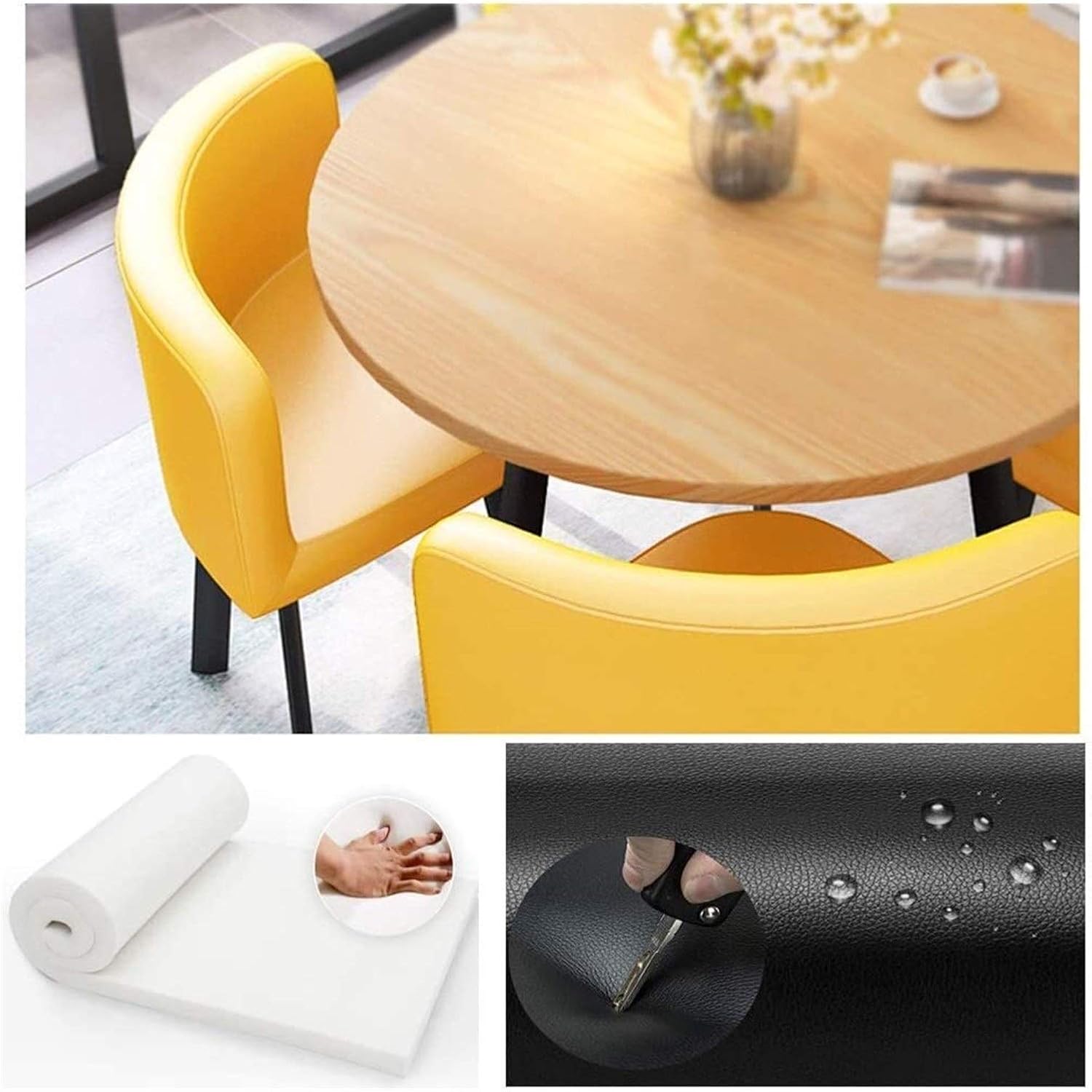 Table and Chair Combination Balcony Living Room Dining Table Coffee Bread Dessert Table Western Restaurant Bar Cinema Library Lounge Office Meeting Room Reception Room (Square Table Green )