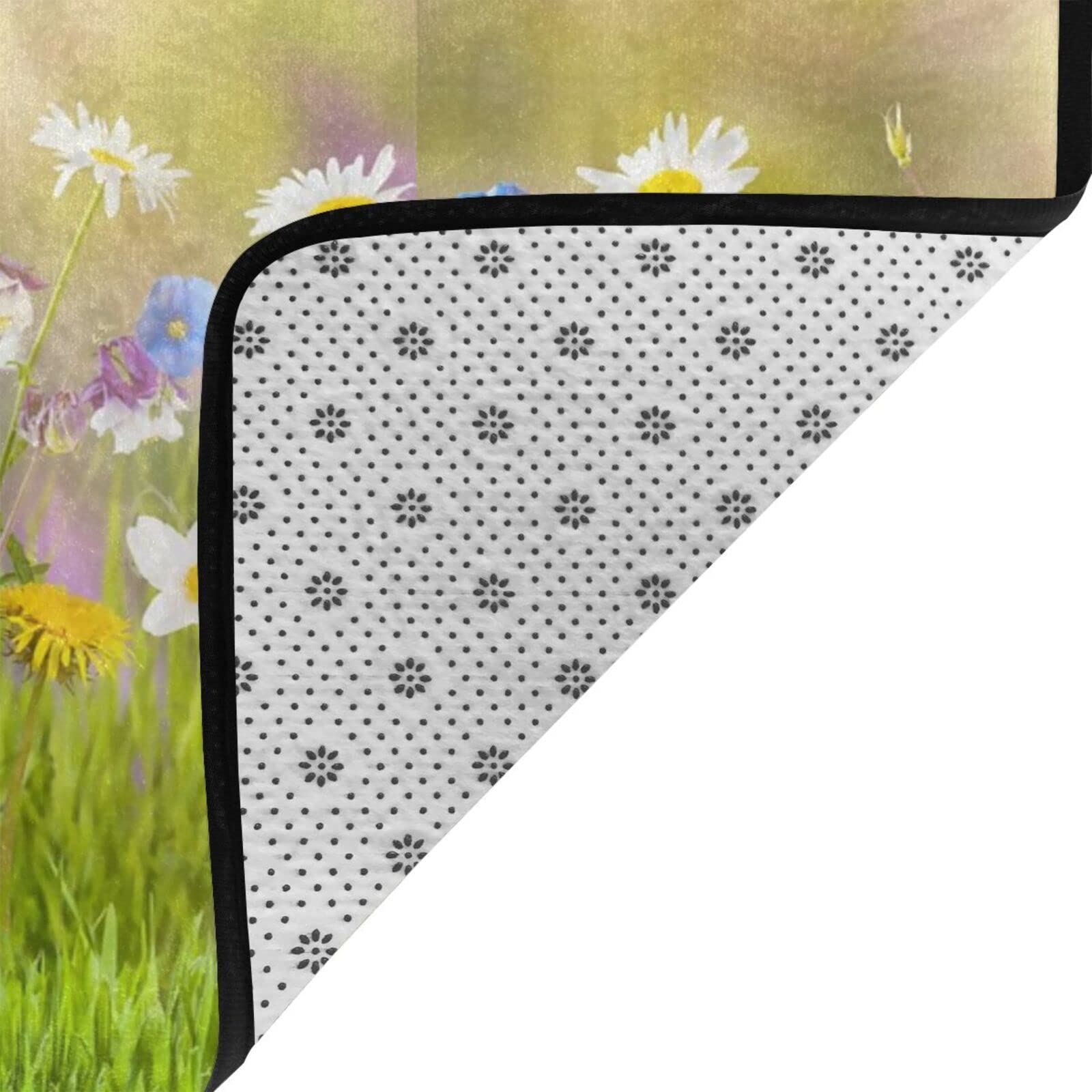 Amazon｜じゅうたん フランネル 花柄 春の花畑 カーペット 滑り