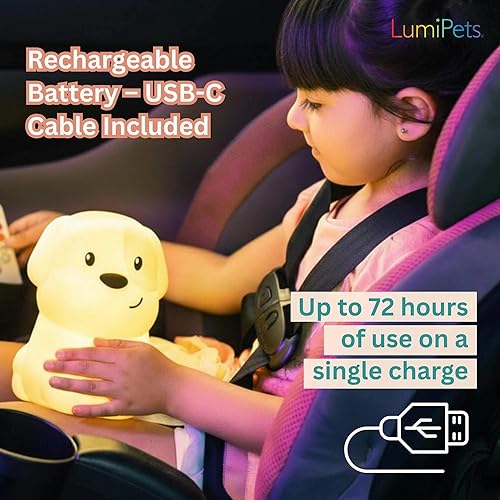 Miniatura 56 de Lumipets Benny The Bear - Luz nocturna de silicona blanda para niños Bonita luz nocturna con control remoto y control táctil para niñas y niños