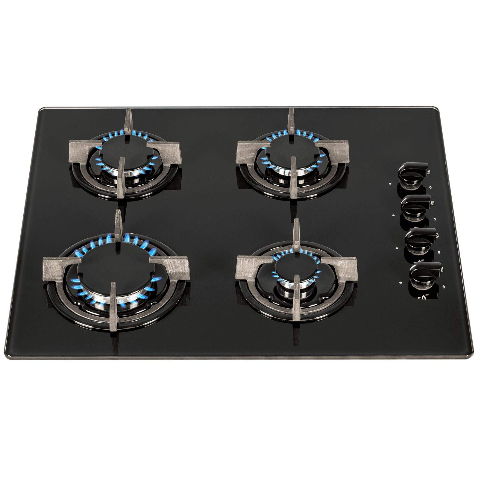 SIA 60cm Black Touch Control Single Fan Oven, 4 Burner Gas Hob & Chimney Hood — view 4