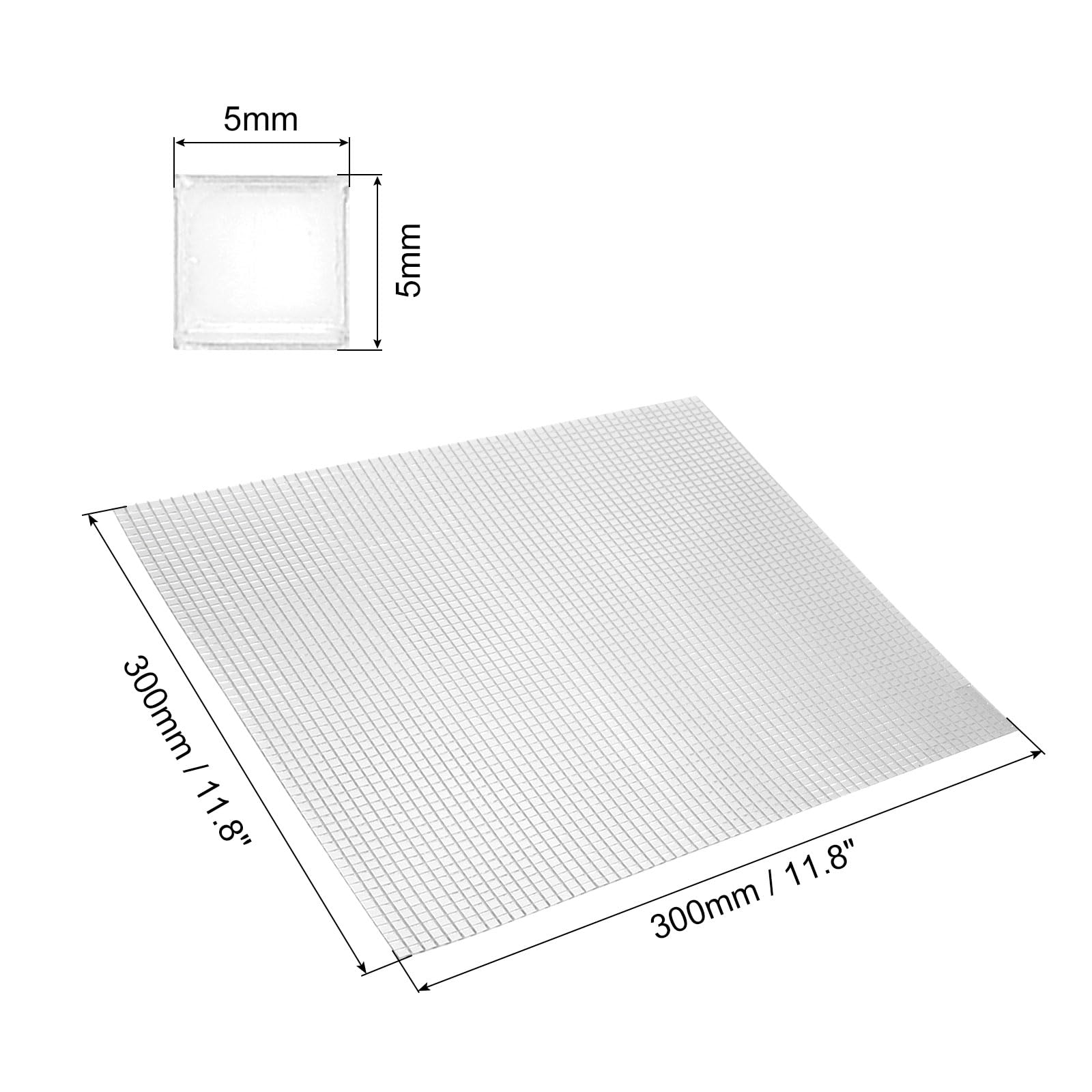 QUARKZMAN 36000 Pièces Miroirs Autocollants en Mosaïque, Mini Carreaux de Acrylique Carrés de 5 x 5 mm pour La Fabrication de Décorations Artisanales de Boule Disco, Argent