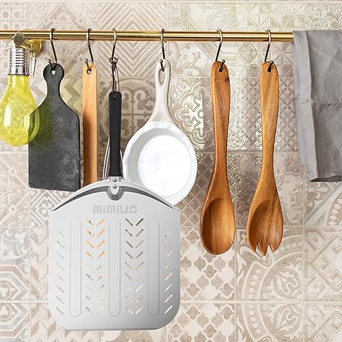 Miniatura 7 de Pala de pizza de aluminio para horno y parrilla, espátula de pizza de 12 x 14 pulgadas para hornear pan y pastel, accesorios para horno de pizza y