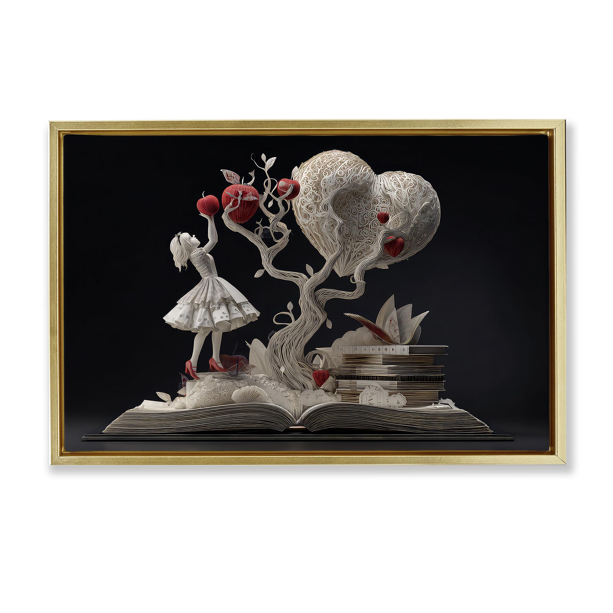 Stupell Industries Metallic Gold (Matte) 'Paper Sculpture Style Fairytale'| Floating Frame Canvas Art