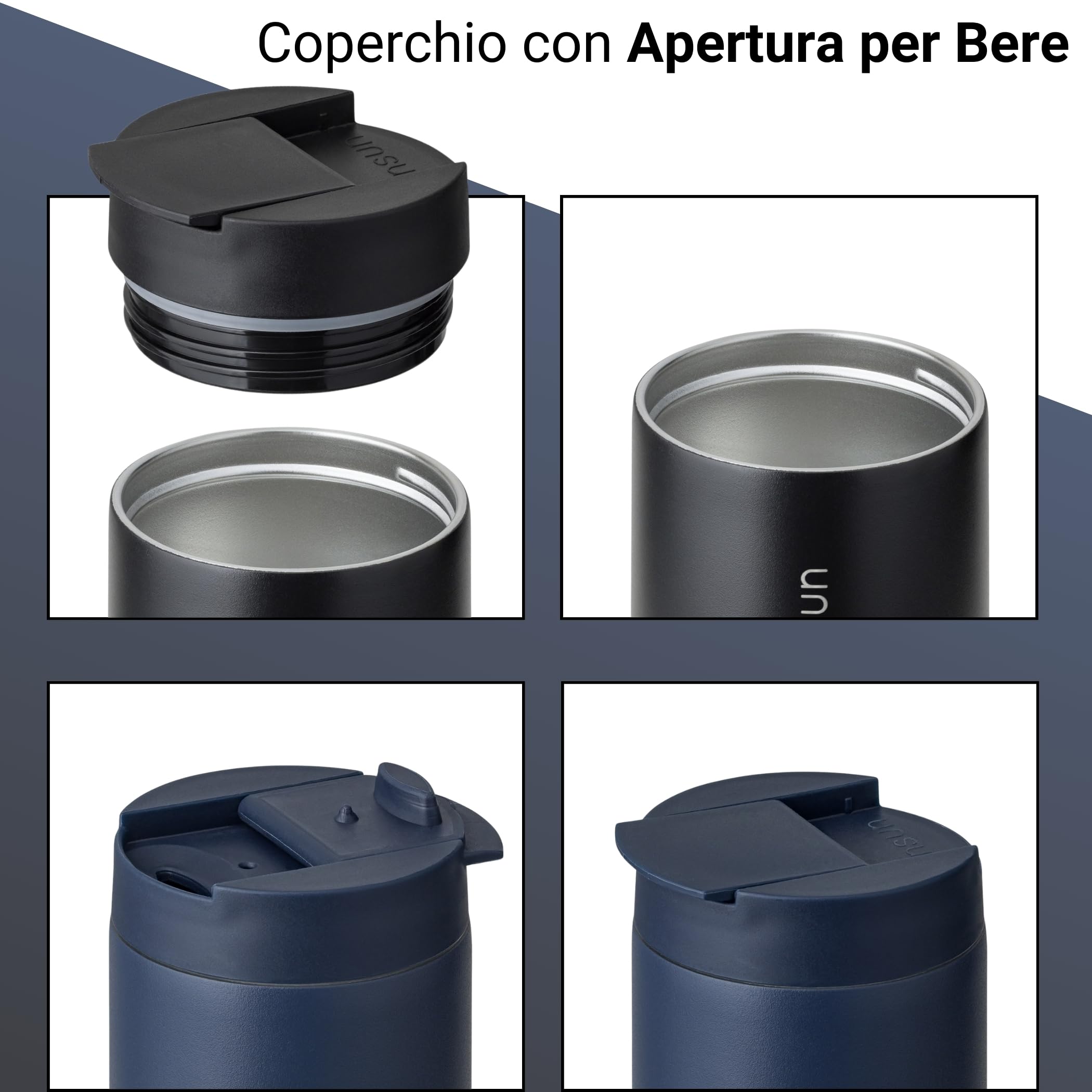 VINSUN Tazza Termica Caffe Viaggio 350ml - Acciaio Inox, a Prova di Perdite, Doppia Parete - Bevande Calde e Fredde - Bicchiere Termico con Coperchio