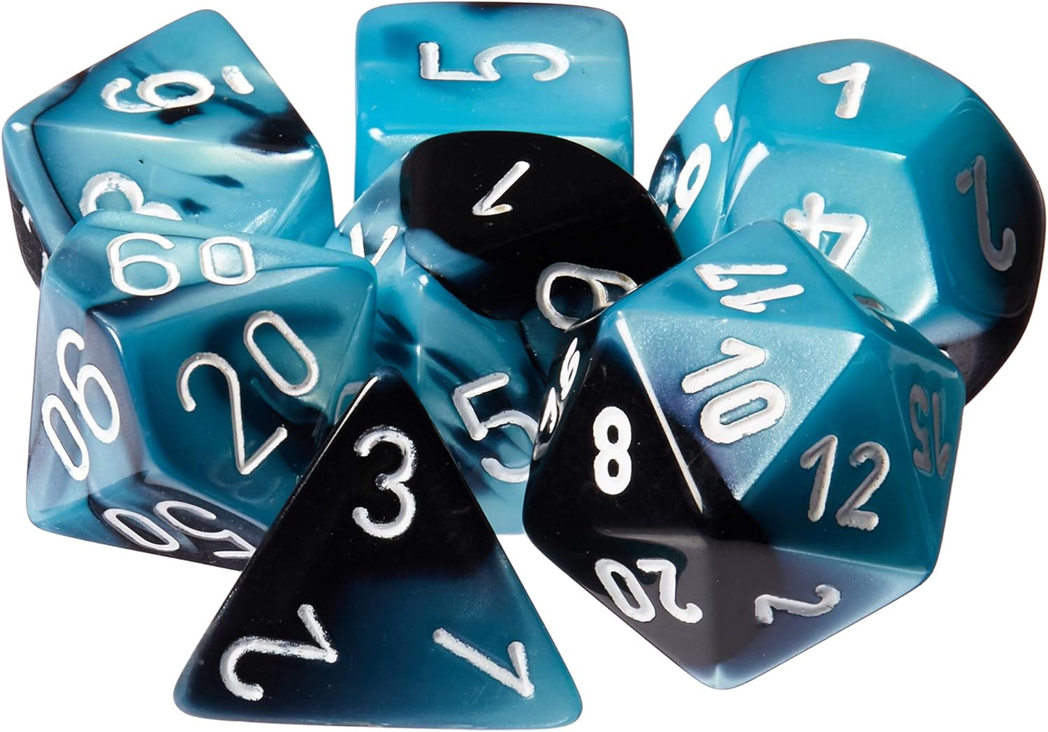 Chessex CHX26446 Dice-Gemini Black-Shell/White Set, Multicolor