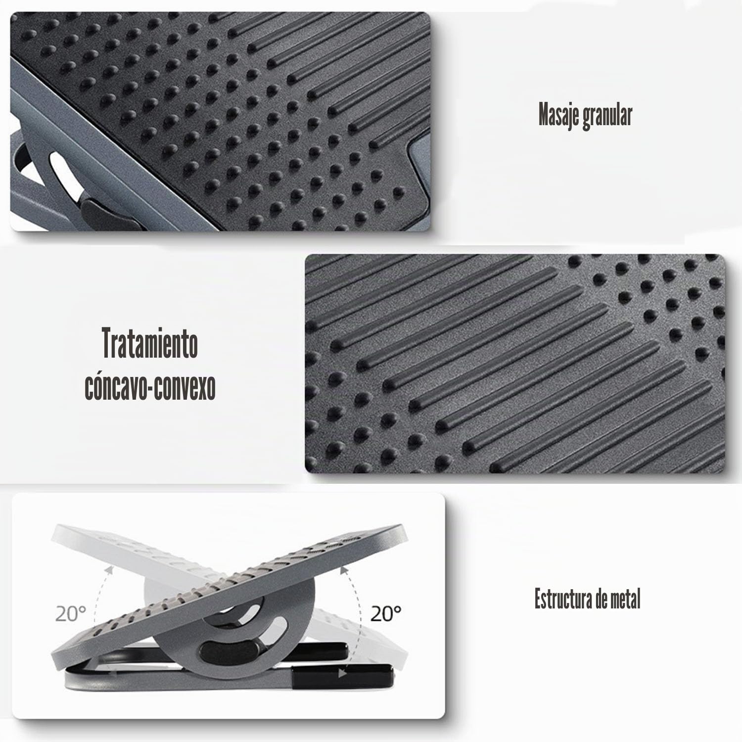 Reposapies De Oficina,Reposapiés Ergonómico Ajustable Con Función De Masaje Para Aliviar Dolor De Piernas y Rodillas,Adecuado Para Debajo Del Escritorio,20° Sin Bloqueo,Estructura De Metal