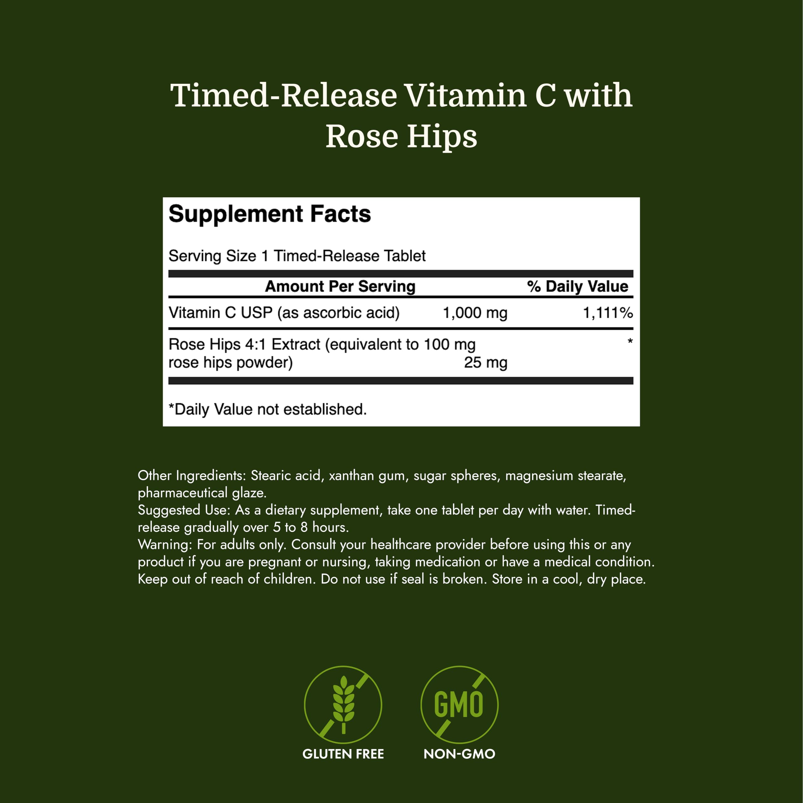 Swanson Timed-Release Vitamin C with Rose Hips 1000 mg, 250 Tablets, 1 Pack — Amazon image 4