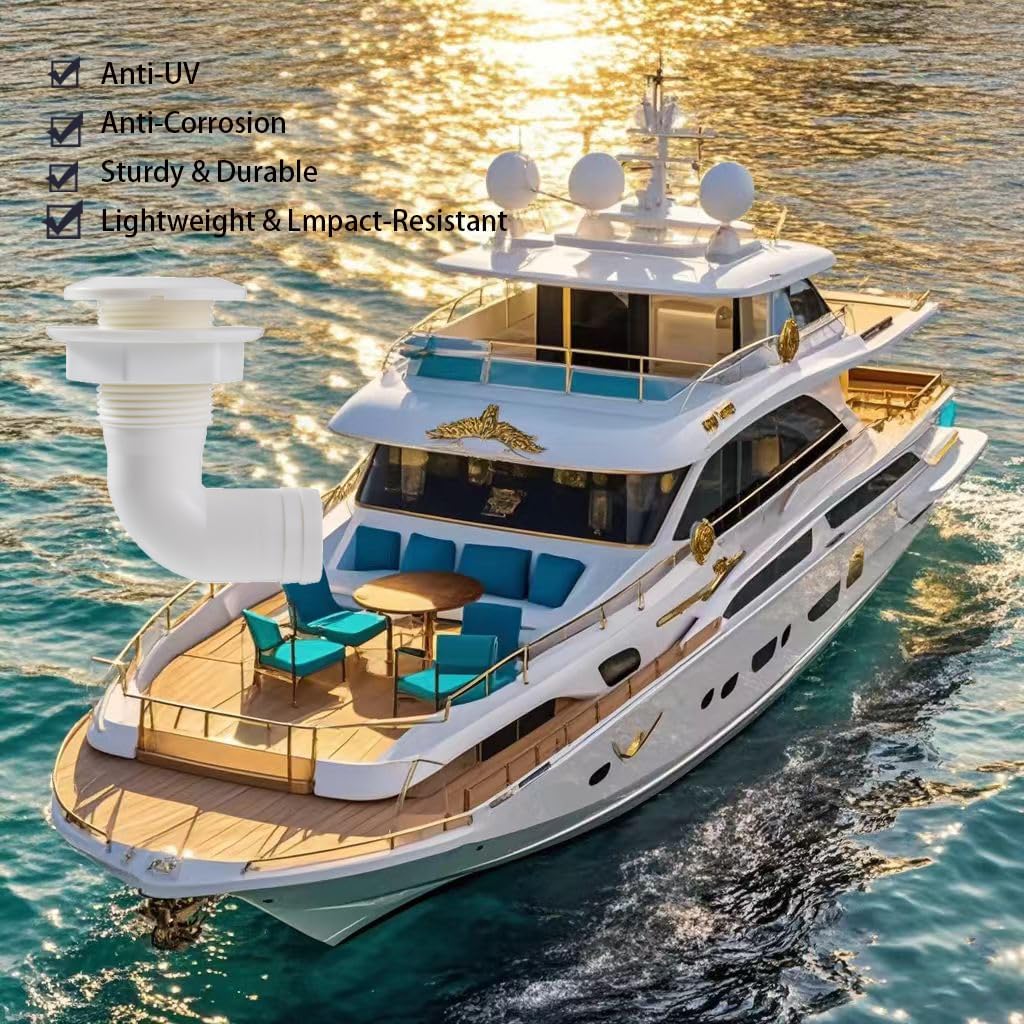 2 Pcs Thru Hull Fitting – Plastic Through Hull Connector, Straight Thru Hull Fittings for Boats, Bilge Pump Drain Vent Hose for Yacht, Sail, RV, and Truck