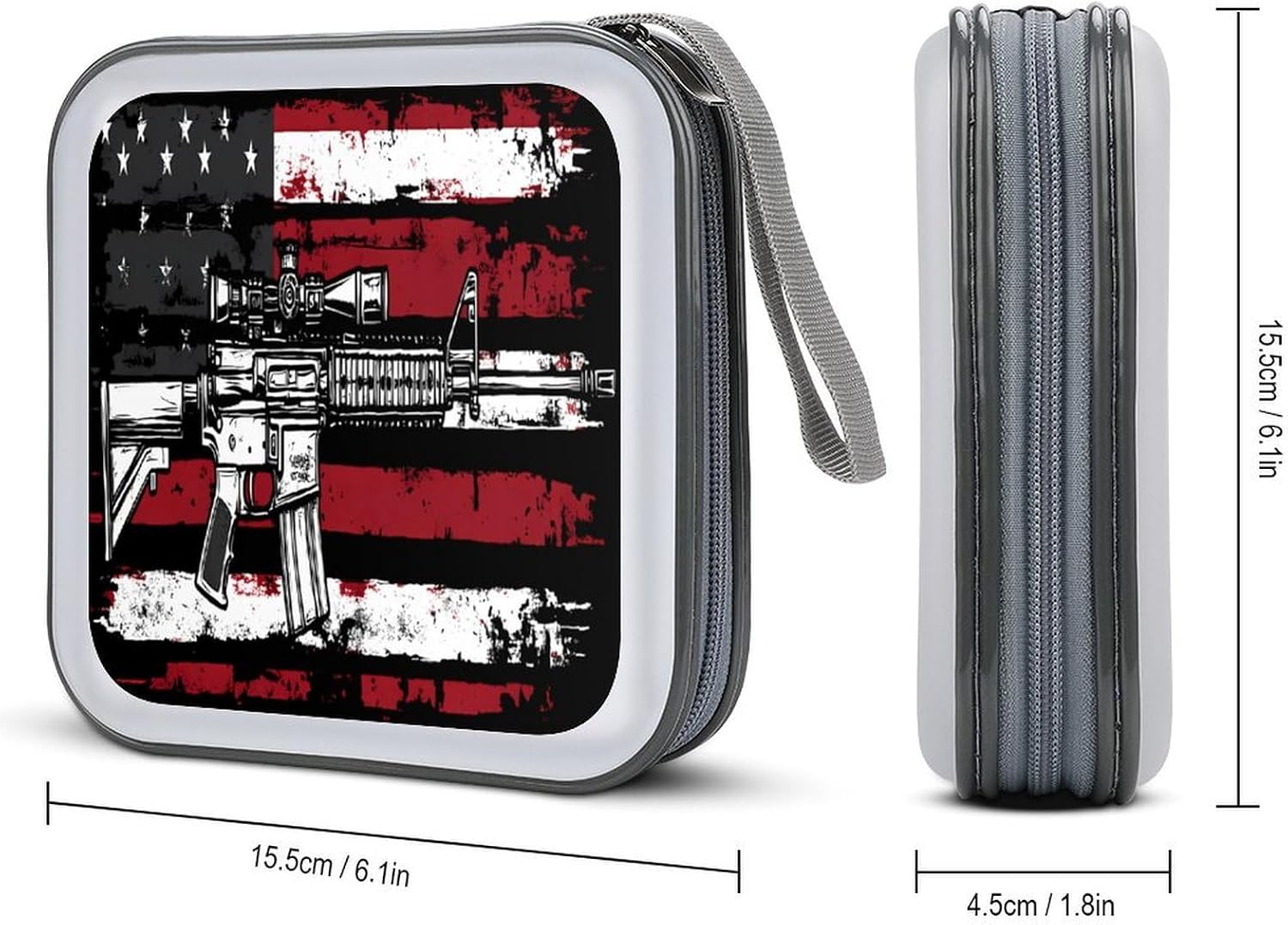U.S Flag Guns Military CD Cases DVD Holder Storage Box Plastic Protection Case for Car Home Office Travel image 2