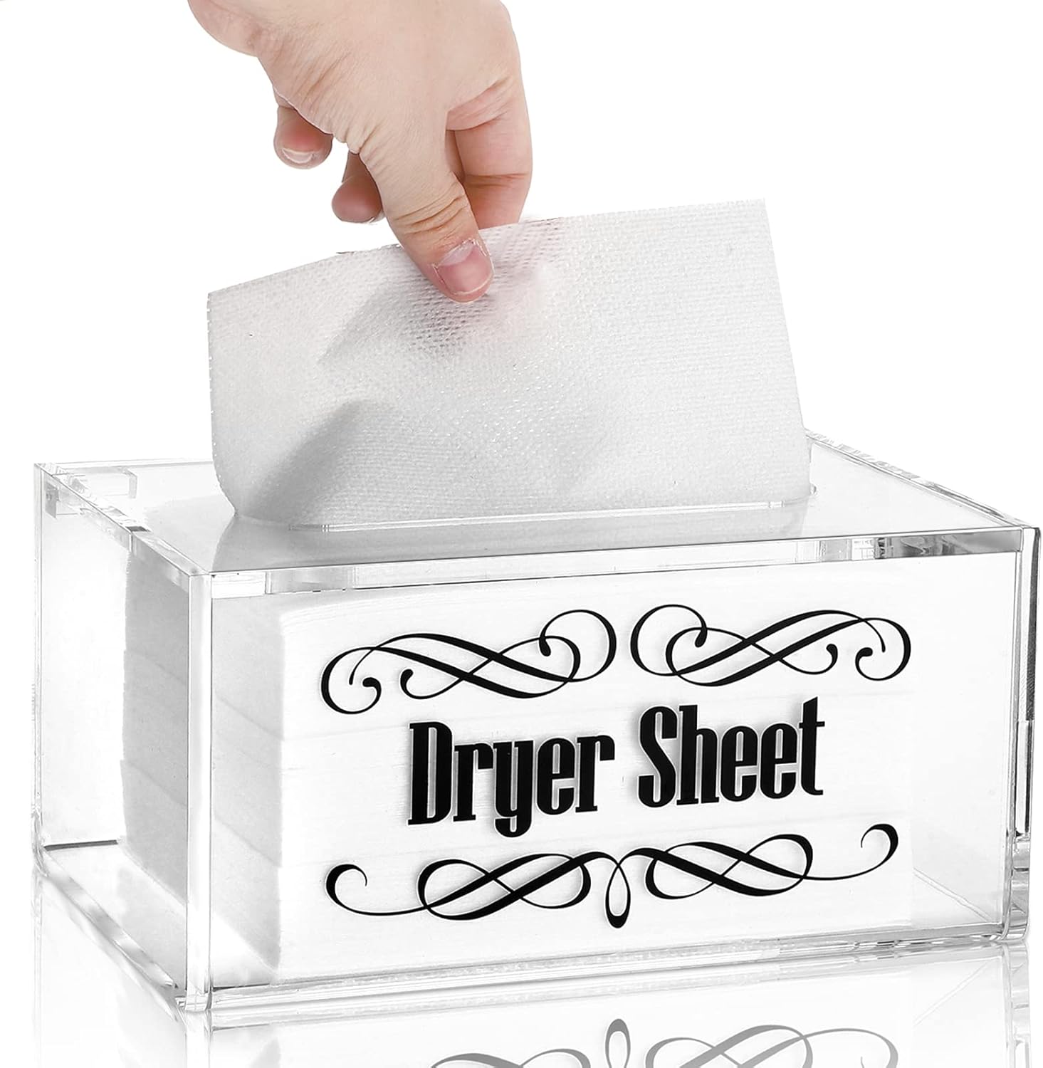 Buy Acrylic Dryer Sheet Dispenser with Hinged Lid Clear Dryer Sheet