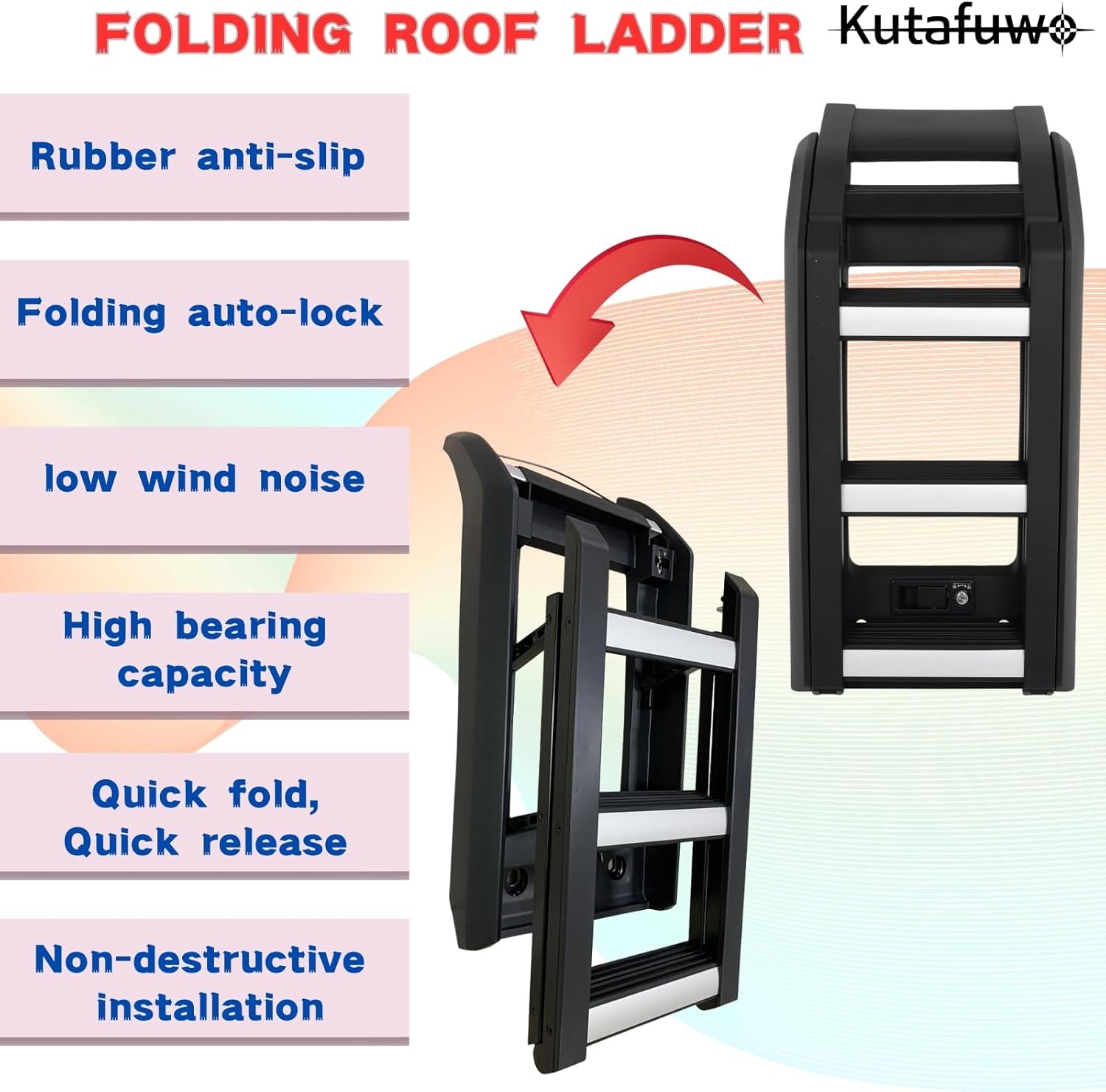 Lockable and Retractable Side Roof Rack Access Ladder Fits for Land Rover Defender 90 110 130 2020 2021 2022 2023 2024 2025 2026,Provide Trim Installation without Damage,Quick-Release (Silver + Black)