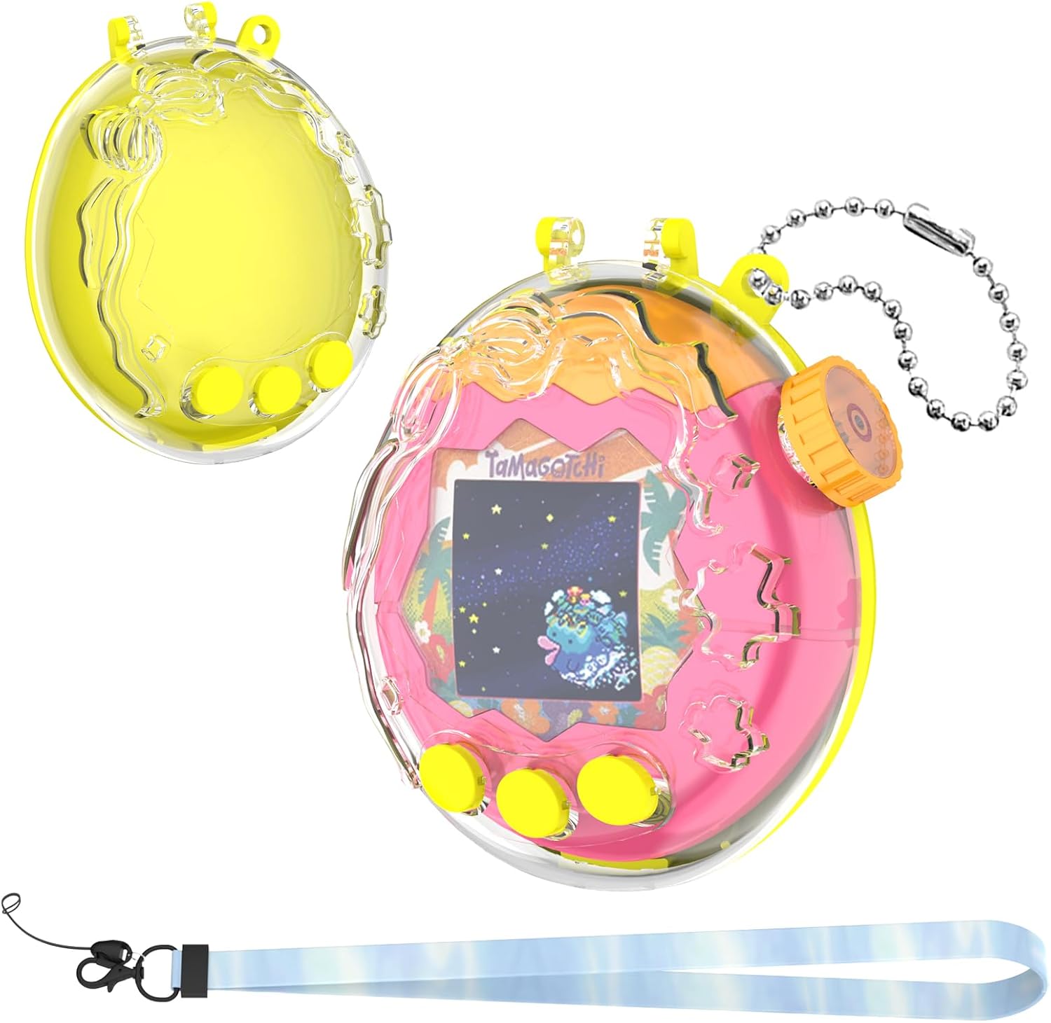 OAJ for Tamagotchi Paradise Protective Case, Purple | Clear PC Cover, Equipped with Lanyard & Ball Chain, Full Coverage Shell, For Virtual Pet Game Device