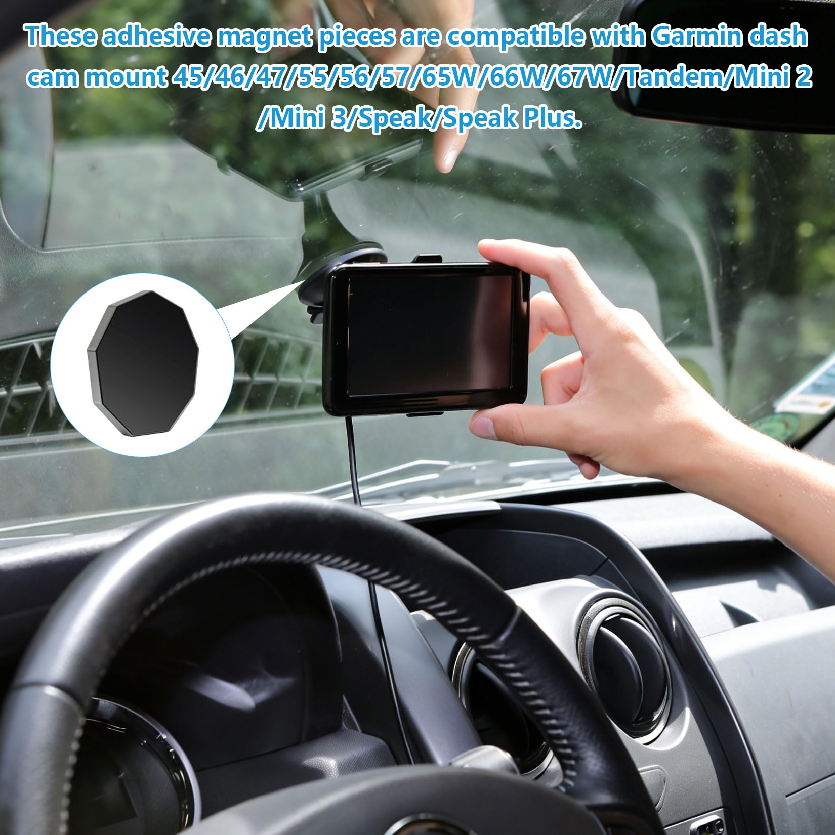 4 Pcs for Garmin Dash Cam Mount Adhesive Pads,Windshield Adhesive Metal Piece Replacement for Garmin Low-Profile Magnetic Mount for Dash Cam Mount 45/46/47/55/56/57/65W/66W/Tandem/Speak Plus Part — view 4