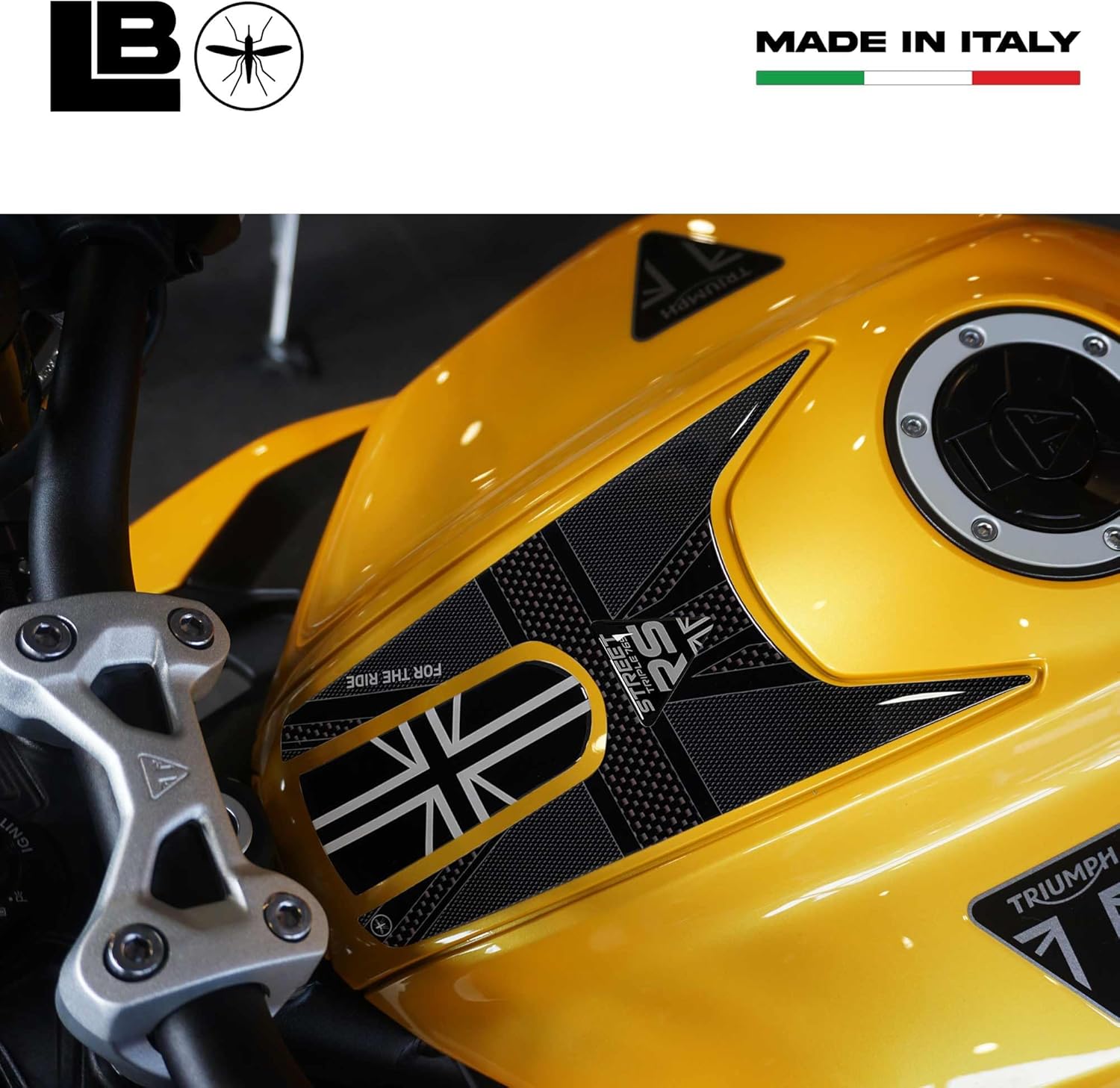labelbike - 3D Sticker Motorcycle Tank Pad Protection and Decoration in Resin Compatible with Triumph Street Triple 765 RS 2023-2024
