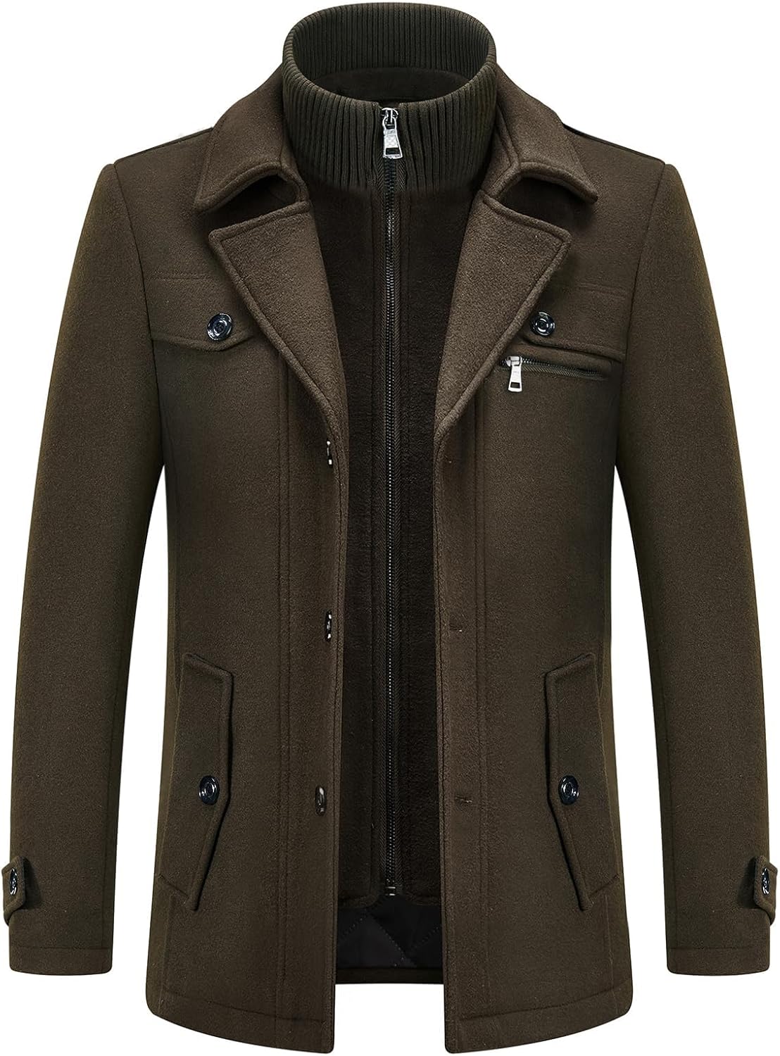 KUDORO Herenjas van warme wol voor de winter, trenchcoat, klassiek, Caban, Parka, overjas, slim fit, business, duffeljassen, windstopper, revers