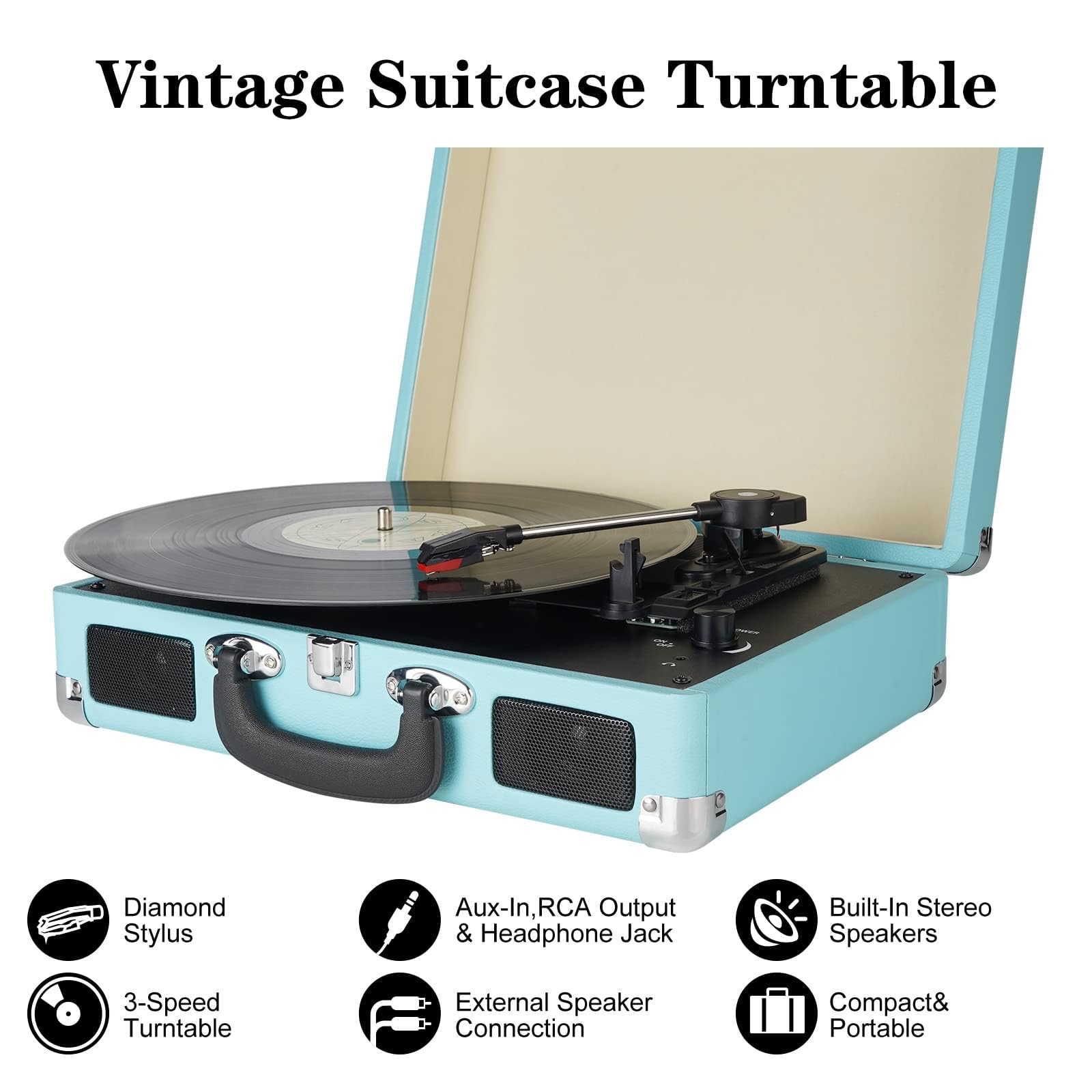 Amazon.co.jp: ビニールレコードプレーヤー、3速スーツケース