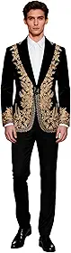 Blazer masculino de veludo bordado de luxo com calças, conjunto formal para casamento, gala, formatura, evento noturno, roupa de smoking slim fit