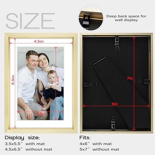 Miniatura 2 de Frametory, Marcos de aluminio de 5 x 7 pulgadas con paspartú marfil para fotosfotos de 4 x 6 pulgadas, cristal real, retratopaisaje, formatos