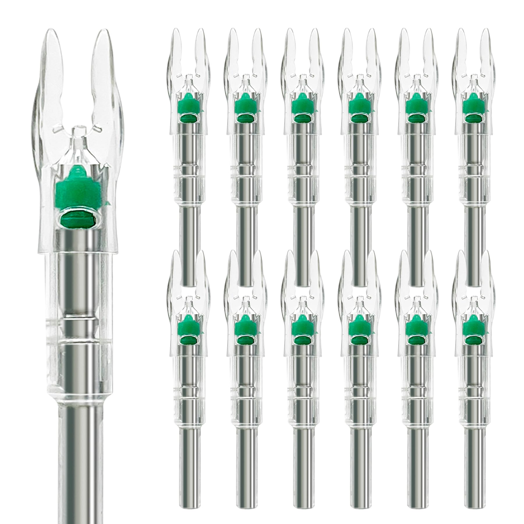 S - Culatines iluminados para flechas .244/6.2 mm, paquete de 12 puntales de flecha iluminados para destornillador de caza y tiro con arco (verde)