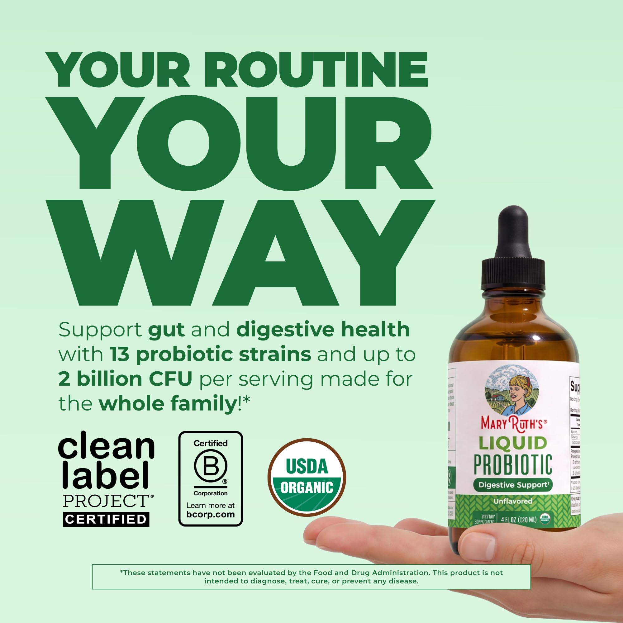 MARYRUTH'S USDA Organic Liquid Probiotic for Adults & Kids, Unflavored, 4oz — Amazon image 2