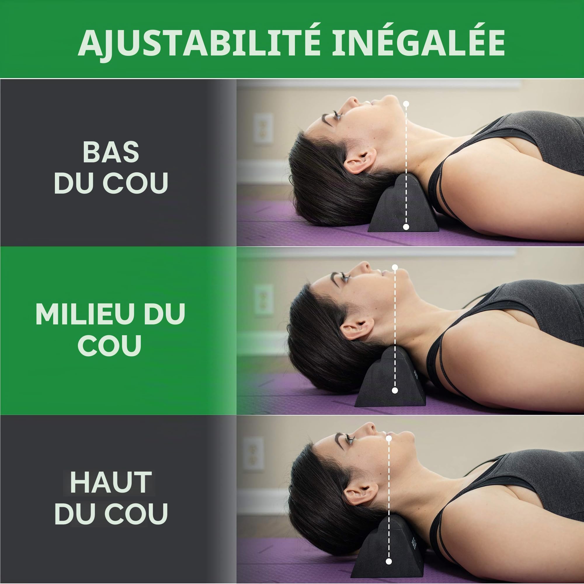 Lumia Wellness Bloc de Traction orthopédique cervicale | Ferme | Alignement de la Colonne vertébrale et du Cou | 3 hauteurs réglables | Dispositif de Traction cervicale et étireur de Cou