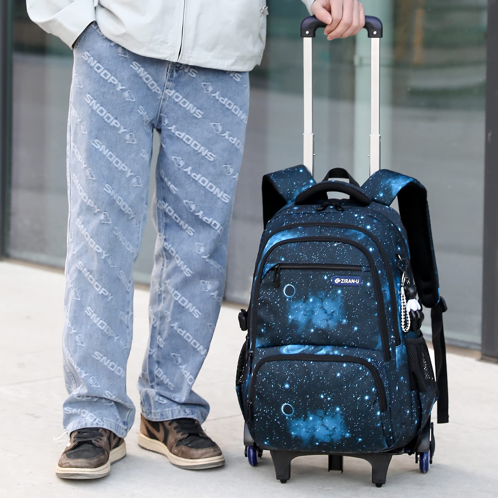 Amythe Zaino Trolley Scuola Media e Elementare,Zaino con Rotelle 6 Ruote,Sganciabile,Scuola & Viaggio,Trolley Bambini e Ragazzi, Blu | Zaino Scuola con Rotelle Sganciabile, Ritorno & Viaggio, Trolley per Bambini Ragazzi Adolescenti di 9-18 anni