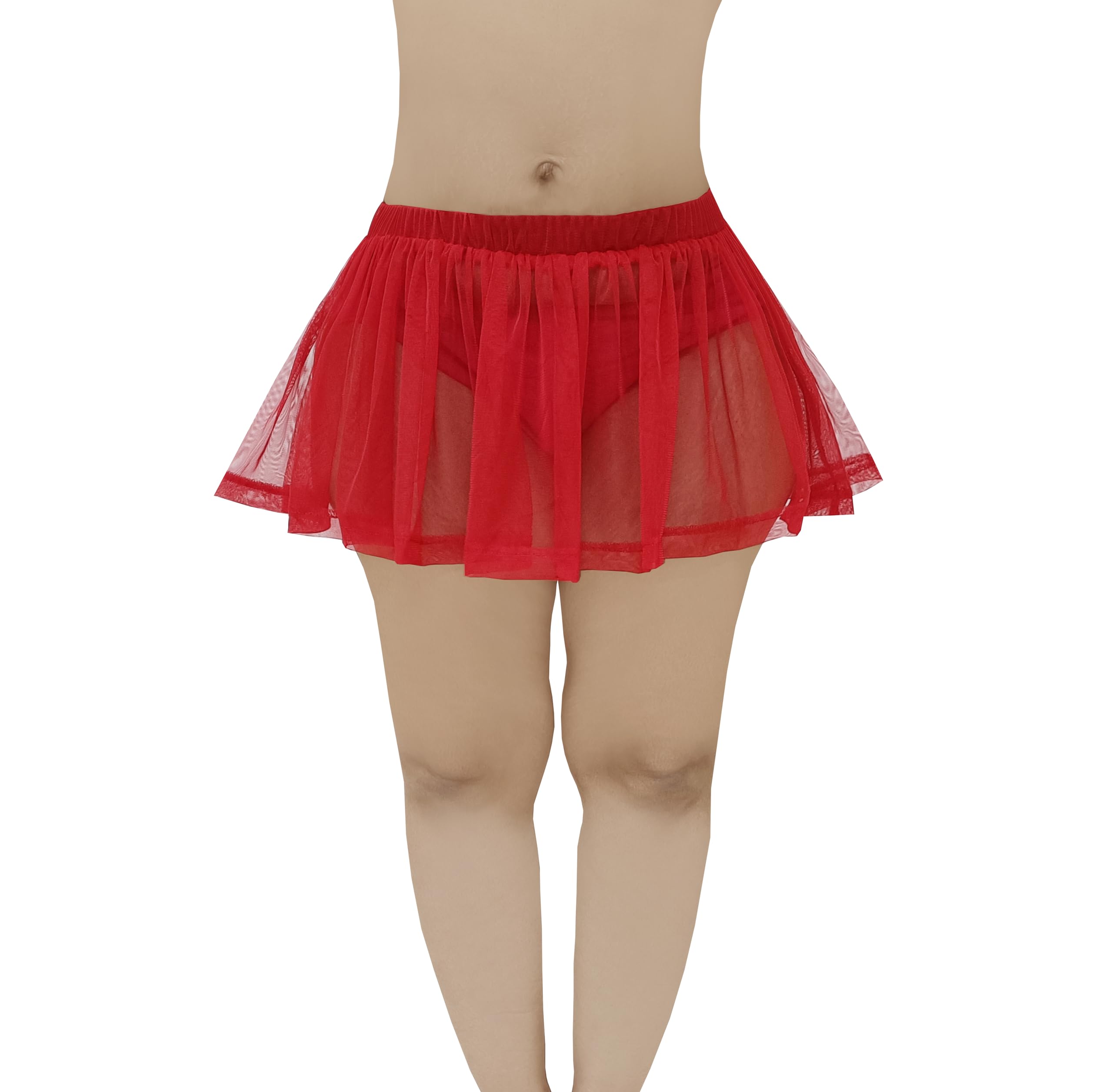 eroplay Red Soft and Strechy See Throgh Mini Mesh Skirt for Women-picture-25