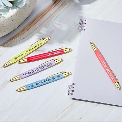 Miniatura 2 de Juego de 10 bolígrafos para amantes de las mascotas, bolígrafos para amantes de los perros y gatos, con frase divertida, bolígrafos negros para uso