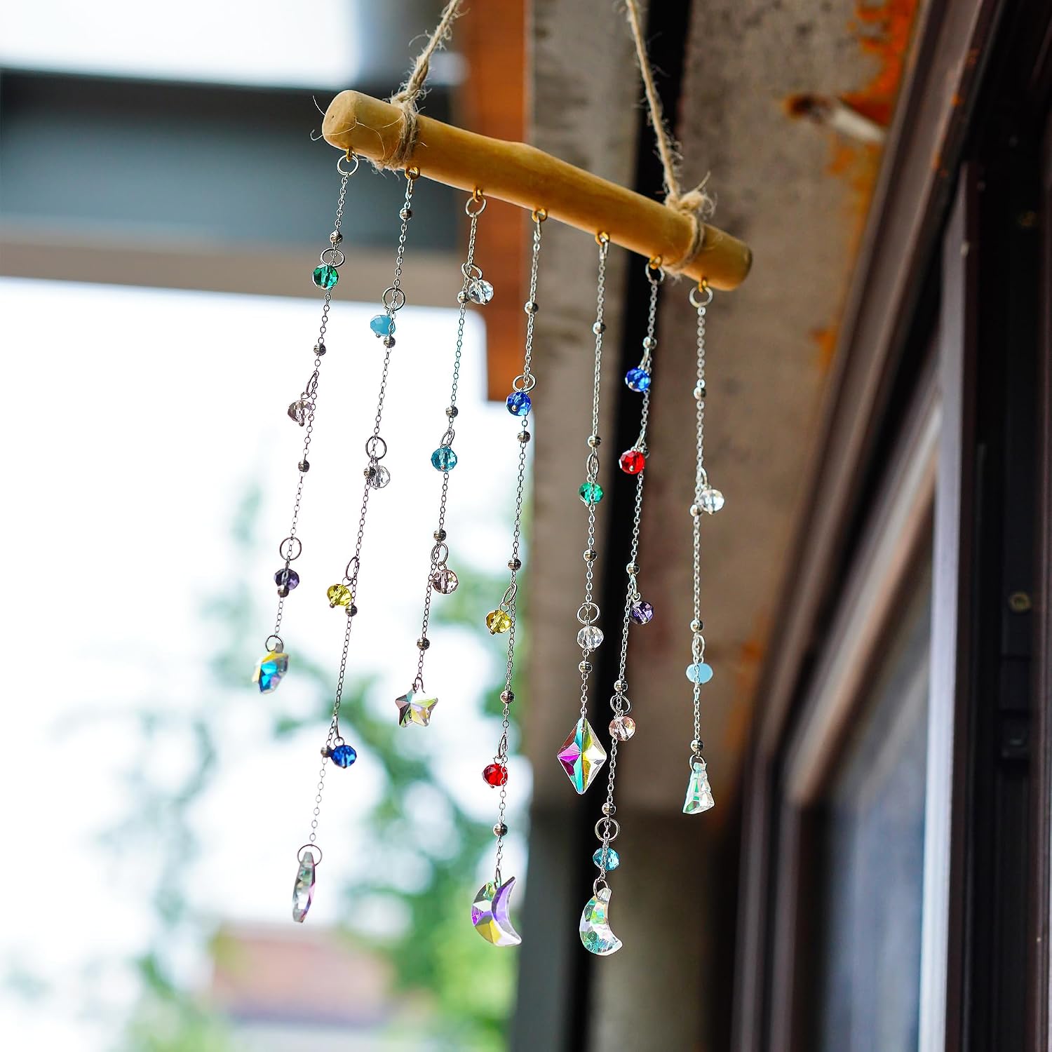 H&D HYALINE & DORA Crystal Sun Catcher Crystal Wind Chimes for Outside Rainbow Maker Suncatchers for Window Hanging Garden Home Decor