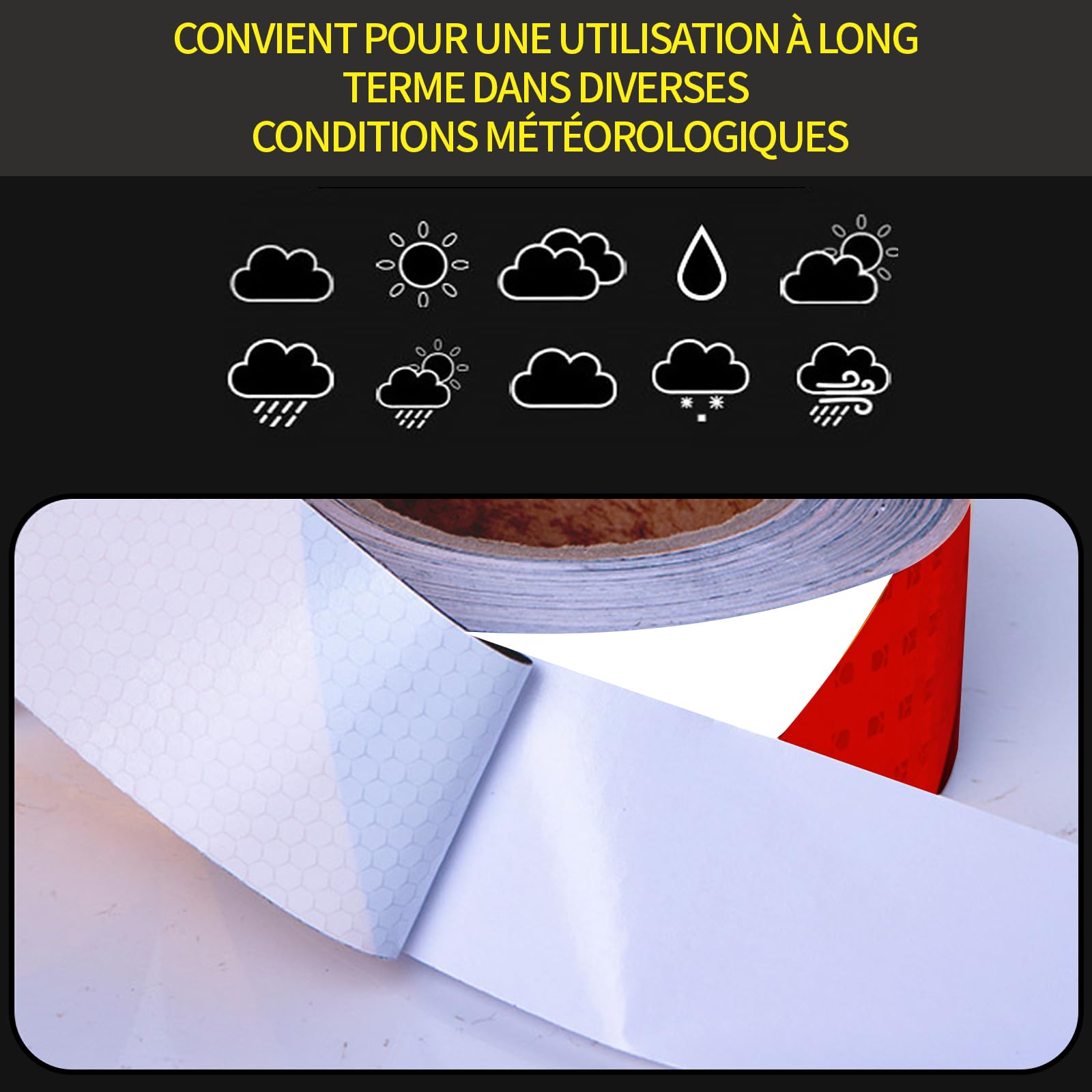 GIONAR Bande Reflechissante Autocollante, 10cmx25m Bande Reflechissante, Rouge et Blanc Ruban Reflechissant Adhesif, pour Véhicules, Camion, Rappel de Sécurité