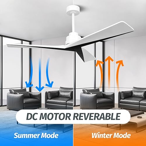 Miniatura 2 de Ventilador de techo de madera de 52 pulgadas, sin luz, moderno ventilador de techo para exteriores, para patios, dormitorios, granja, ventilador de