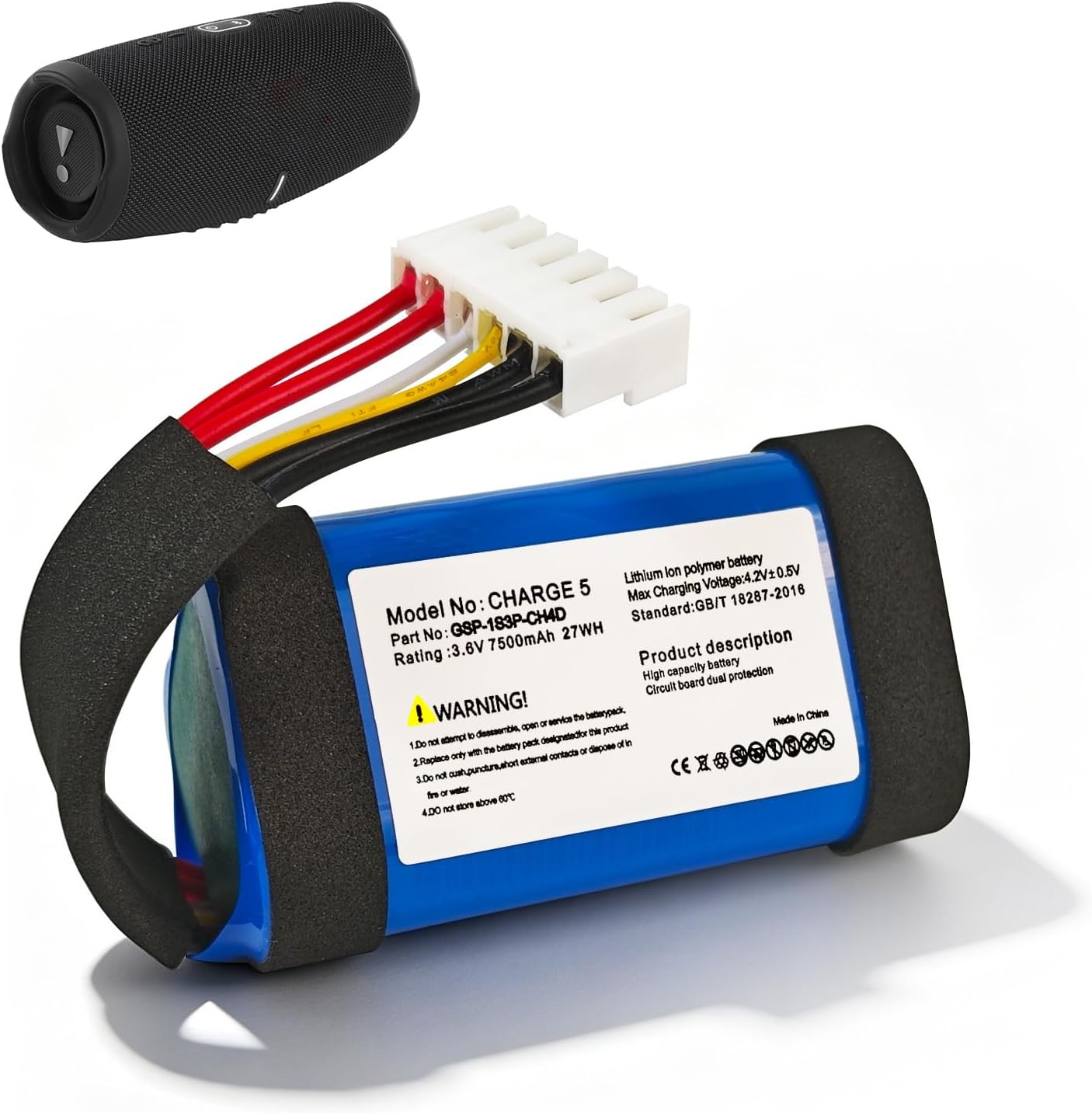 7500mAh for JBL Charge 5 Replacement Battery Compatible with Charge 5 Wireless Bluetooth Speaker,GSP-1S3P-CH4A GSP-1S3P-CH40 1AA011NA
