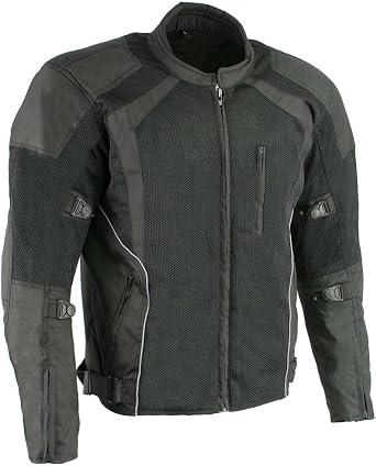 Milwaukee Leather Men's CE Armored Motorcycle Jacket - All Season Textile Riding Coat with Removable Liner & Vents