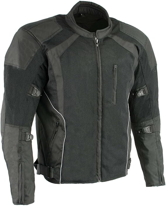 Milwaukee Leather Men's CE Armored Motorcycle Jacket - All Season Textile Riding Coat with Removable Liner & Vents