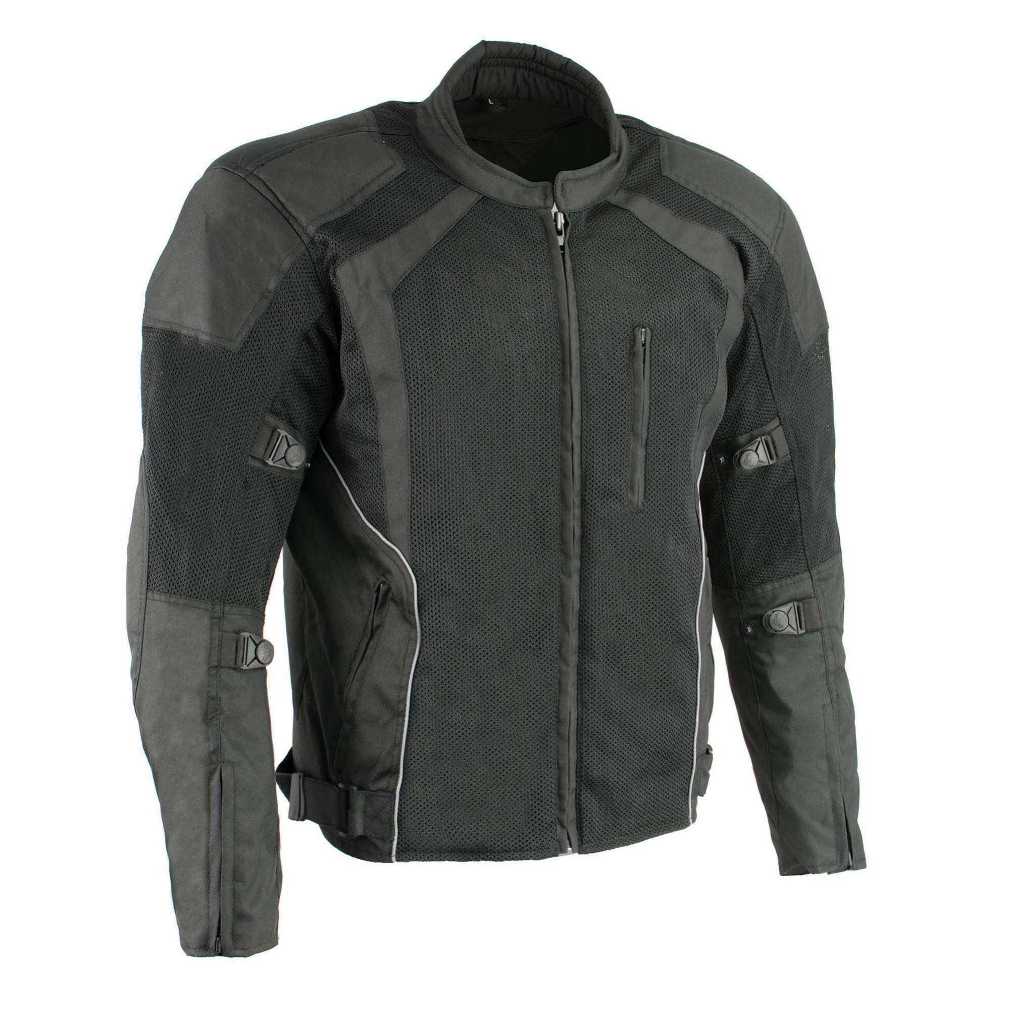 Milwaukee Leather MPM1793 Mens Black Mesh Racer Jacket with Armor - Large