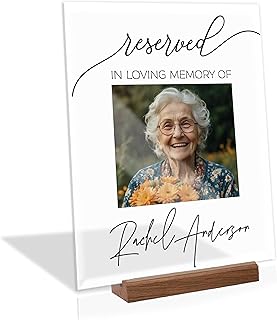 Personalized Clear Acrylic Memorial Reserved Sign with Photo & Name - Custom In Loving Memory Display for Wedding or Funeral Ceremony - Remembrance Tribute Decoration Keepsake