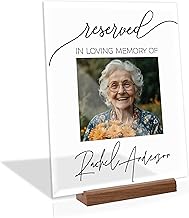Personalized Clear Acrylic Memorial Reserved Sign with Photo & Name - Custom In Loving Memory Display for Wedding or Funeral Ceremony - Remembrance Tribute Decoration Keepsake