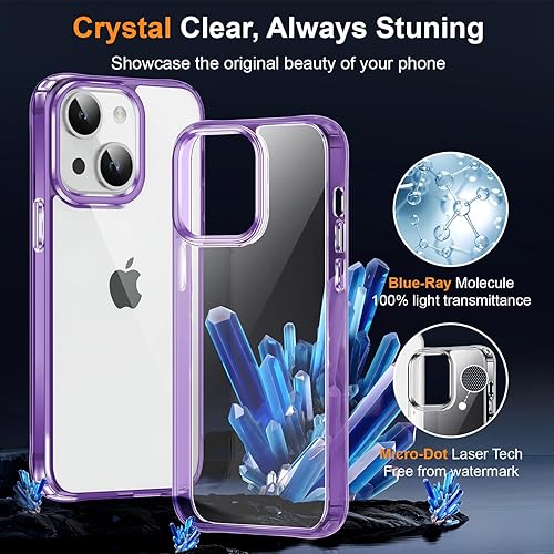 Vista 40 de MOCCA Funda transparente compatible con iPhone 15, no amarillea, compatible con carga inalámbrica, delgada, a prueba de golpes, transparente, a