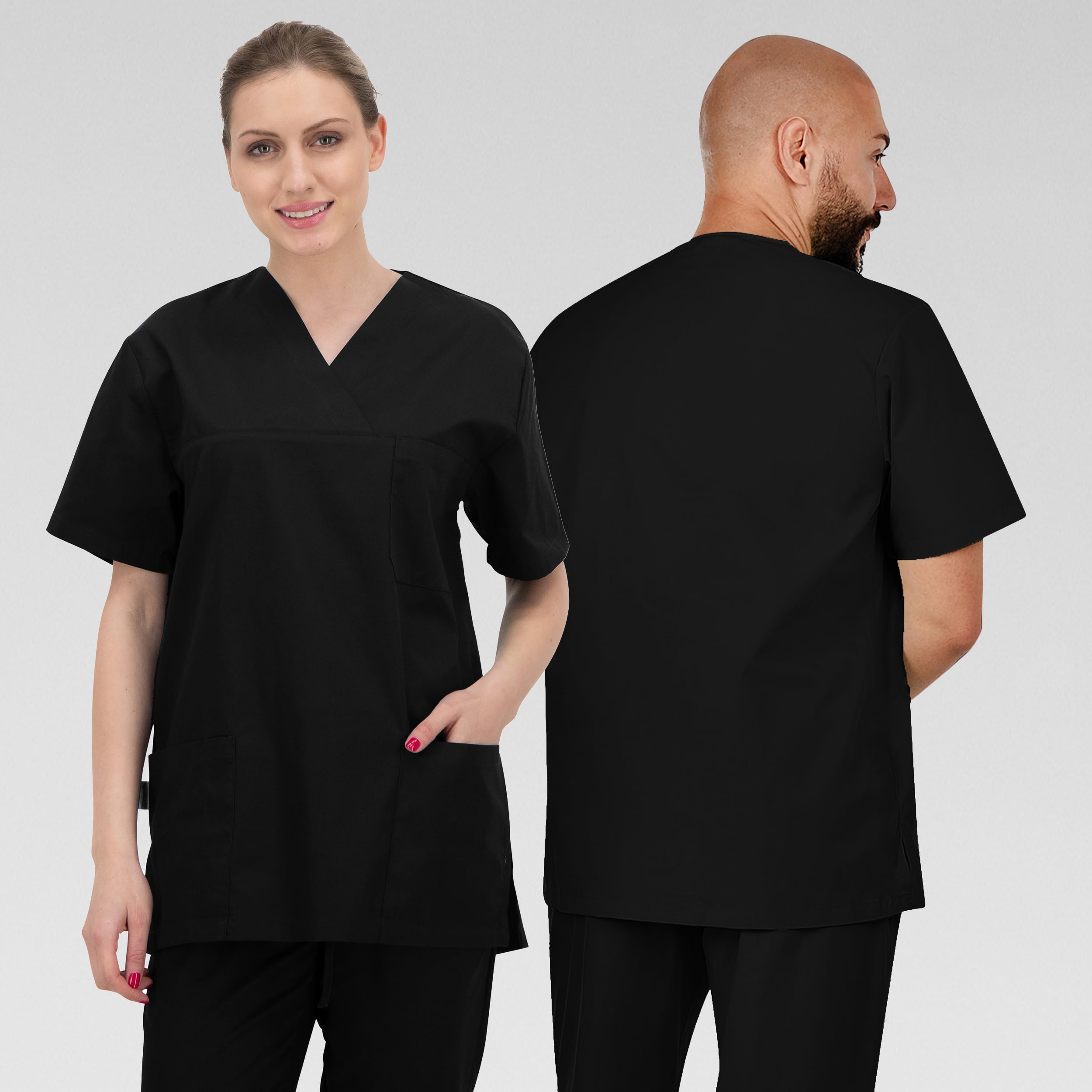B-well ANGEL Unisex Casaca Sanitaria Cuello V Manga Corta Uniforme