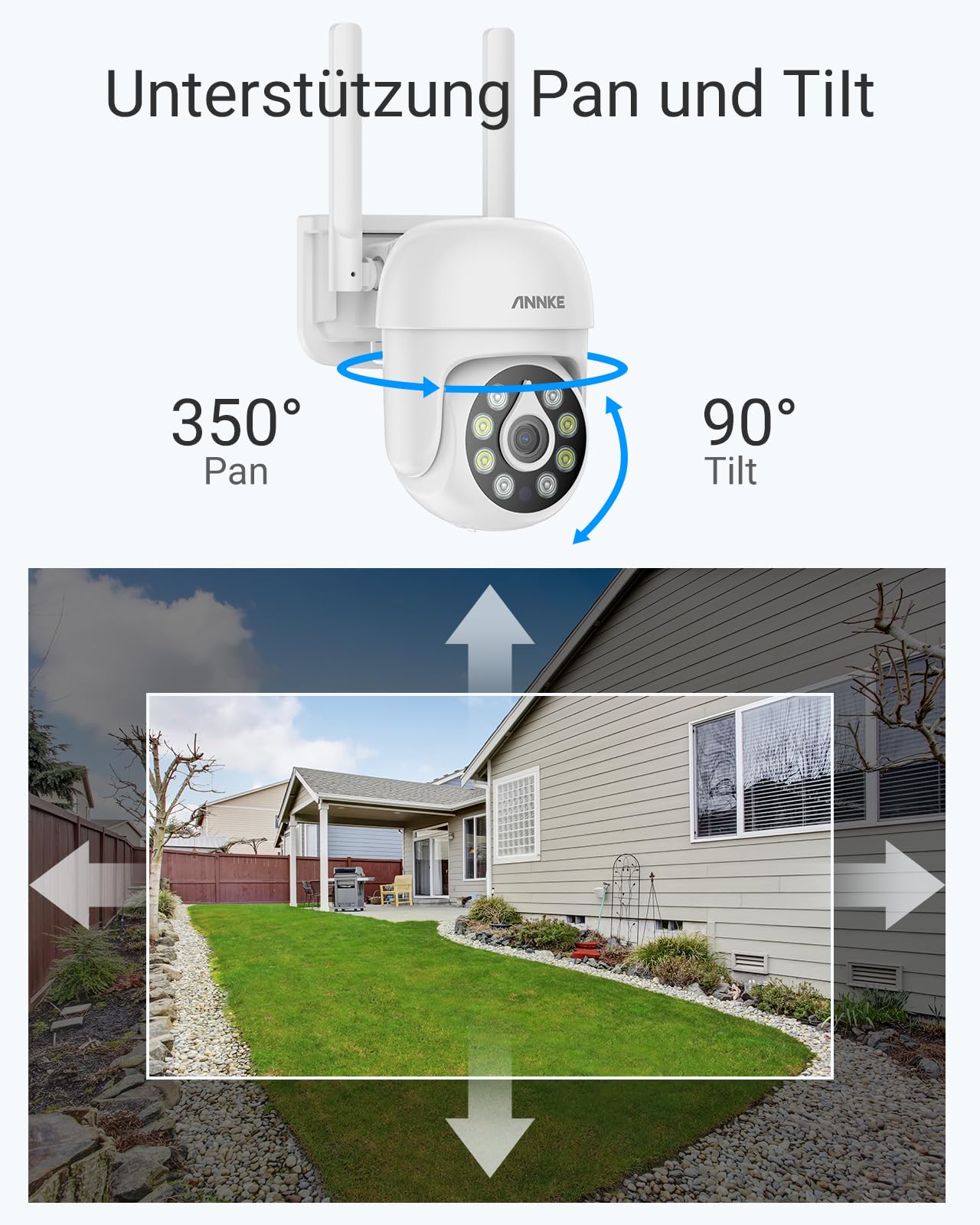 ANNKE Bezprzewodowa kamera do monitoringu WLAN, 5 MP, Full HD, 10 CH 5 MP NVR z kamerą monitoringową 6X PT, rozpoznawanie osób, 2-drożne audio noktowizor, praca z Alexa, 6 TB
