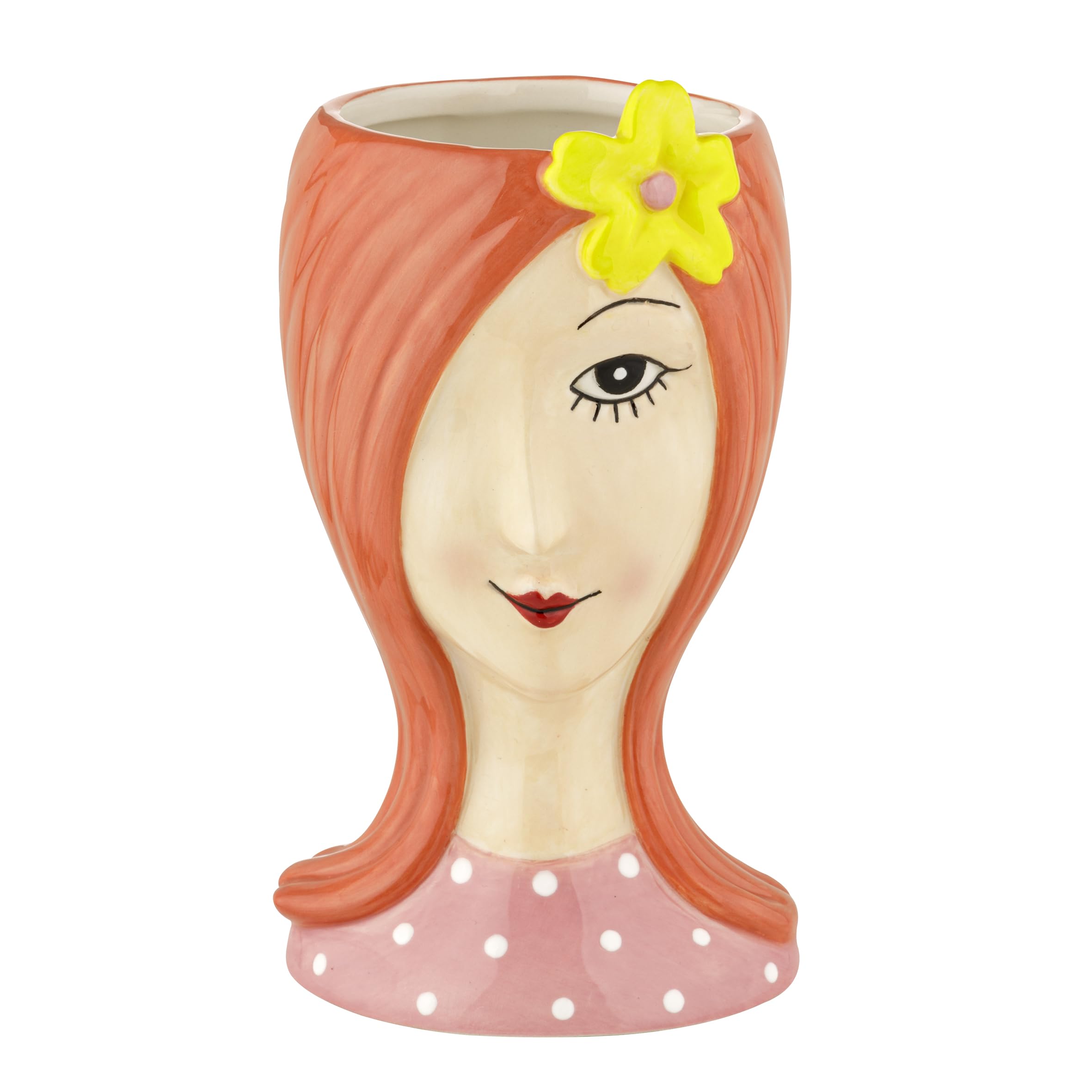 Baroni Home Vaso Decorativo in Ceramica Dipinta a Mano per Fiori e Piante, da Interno e da Esterno, 9,2x9x16,8 cm (Capelli Arancio)