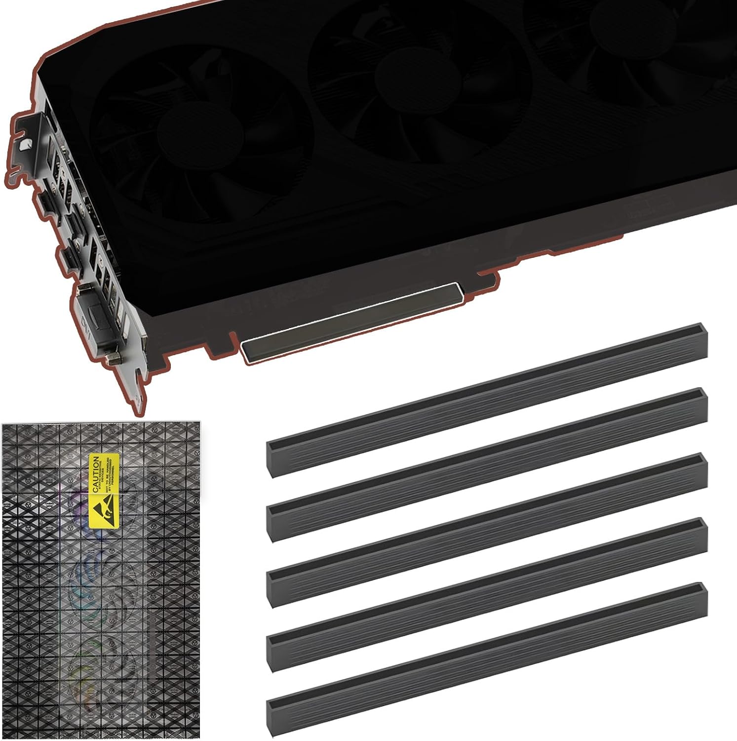 PCIE X16 Protector PCI Express X16 Male Port Anti Dust Cover Cap, 5Pcs Graphics Card Protector Dustproof Cap with Antistatic Bag, Sticker for Graphics Card Transportation (5 Pack)